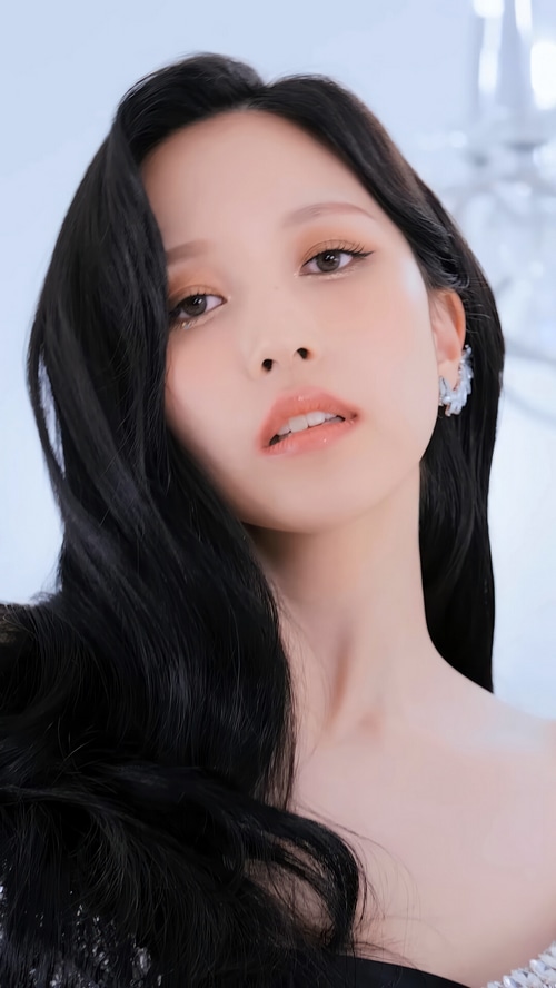 Mina of TWICE in a close-up portrait