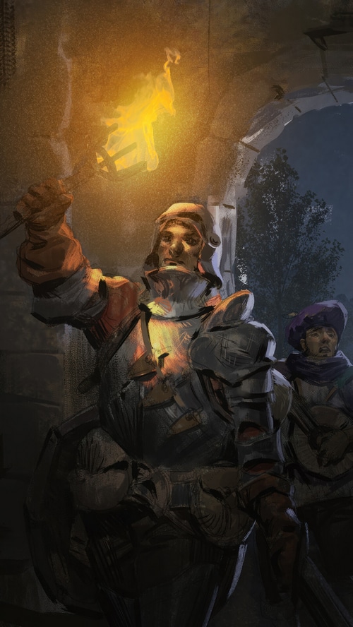 Dark and Darker Dungeon Entrance with Torch