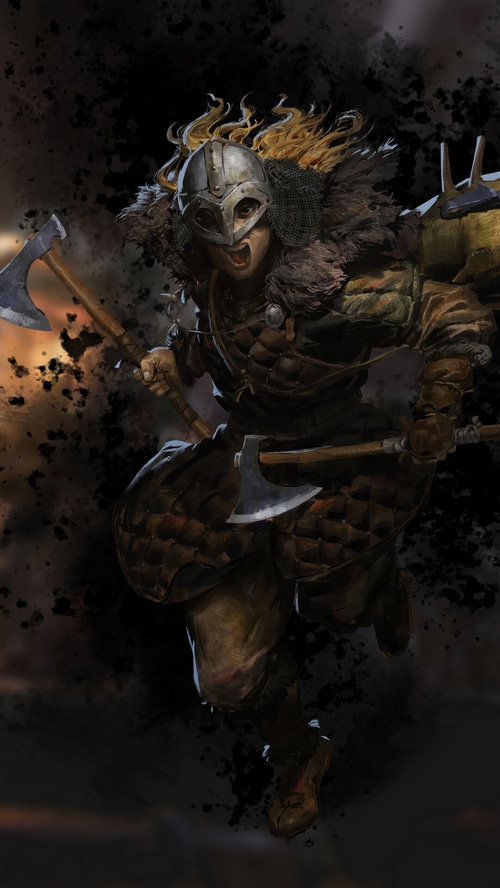 Female Barbarian Warrior with Axes