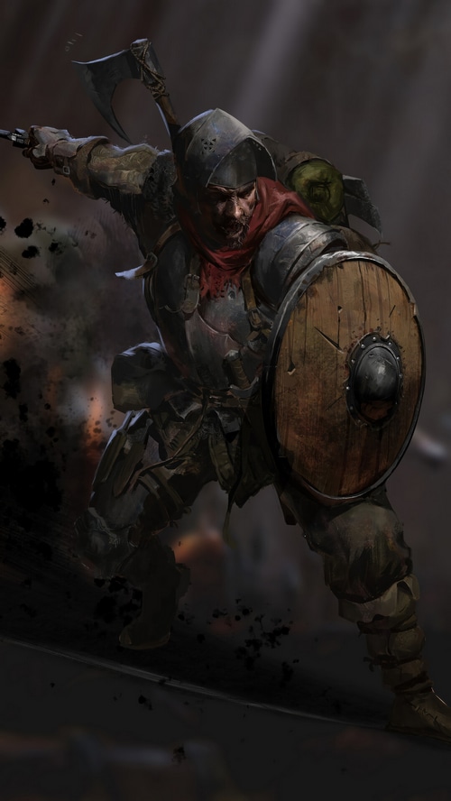 Dark and Darker Fighter with Axe and Shield