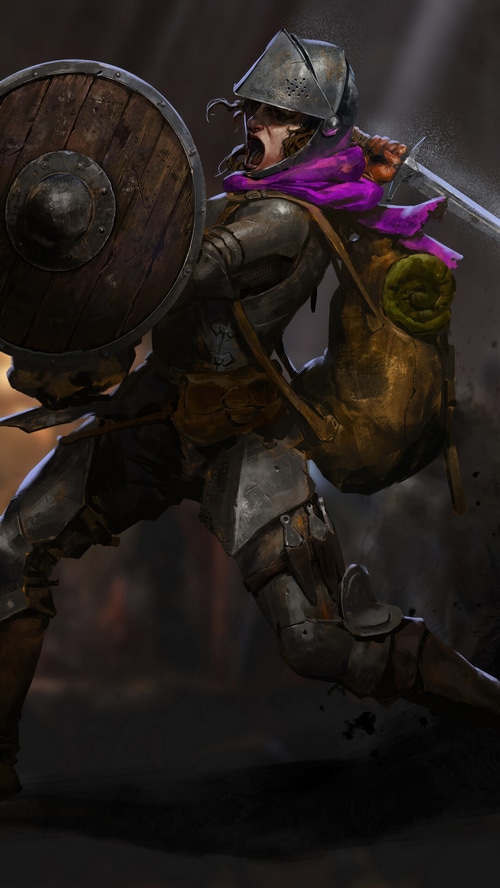 Dark and Darker Female Fighter with Shield and Sword
