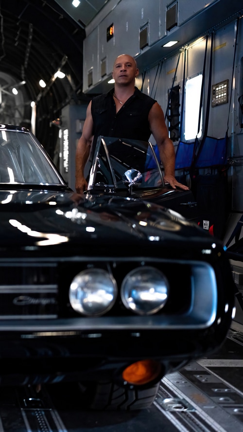 Vin Diesel in Fast X with a Dodge Charger