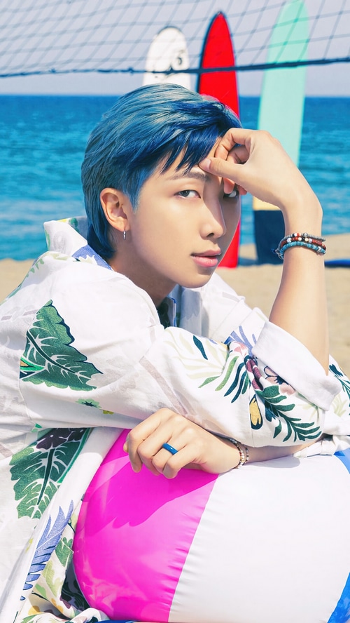 RM from BTS on the beach with surfboards