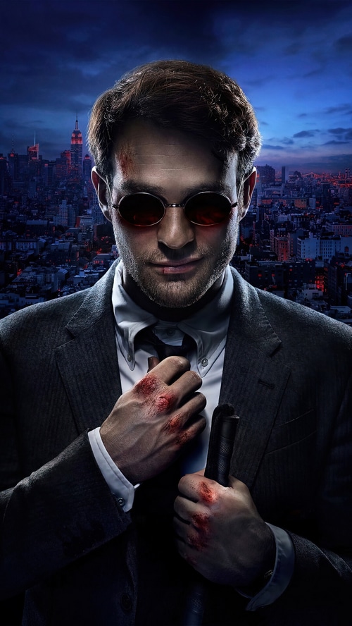 Daredevil Adjusting His Tie in New York City