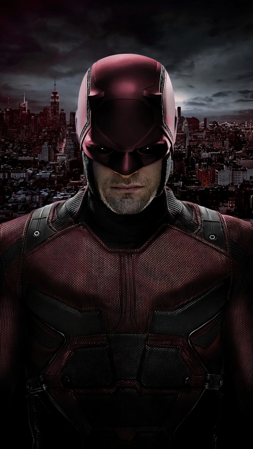 Daredevil in front of New York City skyline