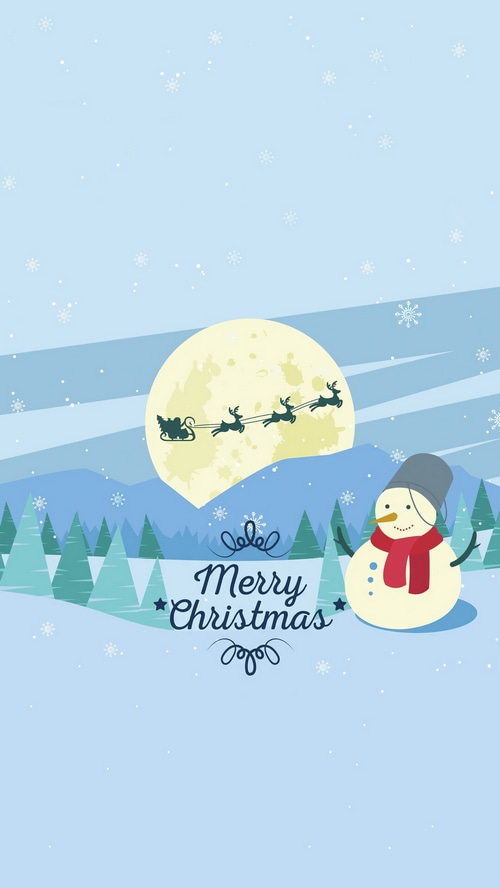 Merry Christmas Snowman and Santa's Sleigh
