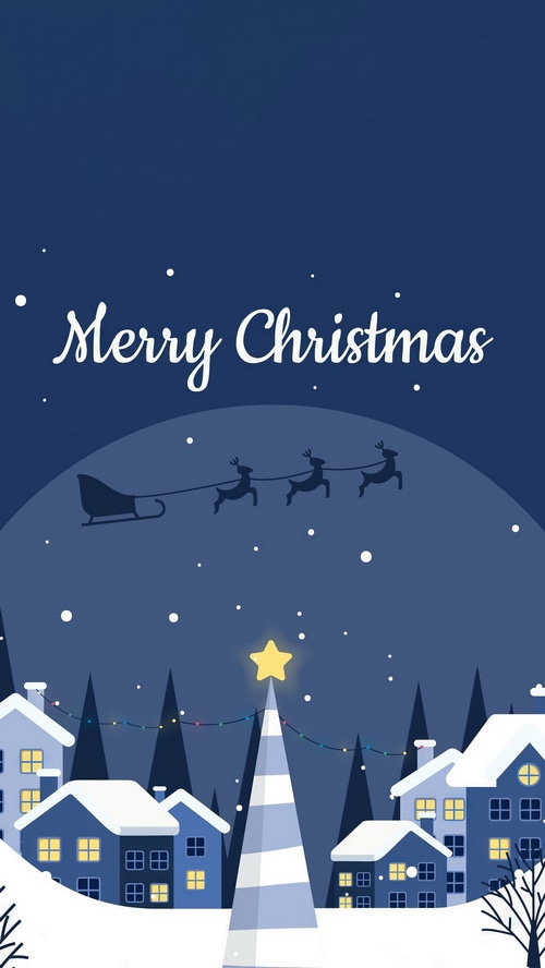 Merry Christmas with Santa Claus and Reindeer