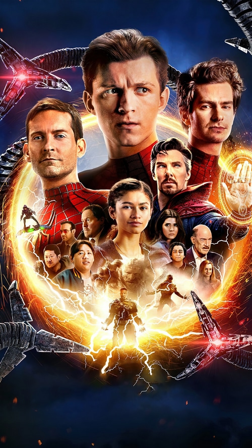 Spider-Man: No Way Home Poster with Tom Holland, Tobey Maguire, Andrew Garfield, and Doctor Strange