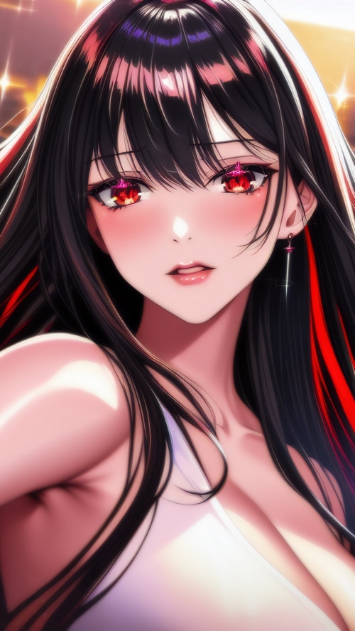 Beautiful Anime Girl with Red Eyes