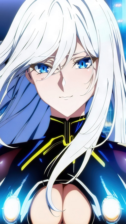Anime Girl with White Hair and Blue Eyes