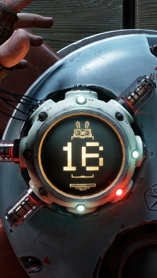Atomic Heart robot display with number 16