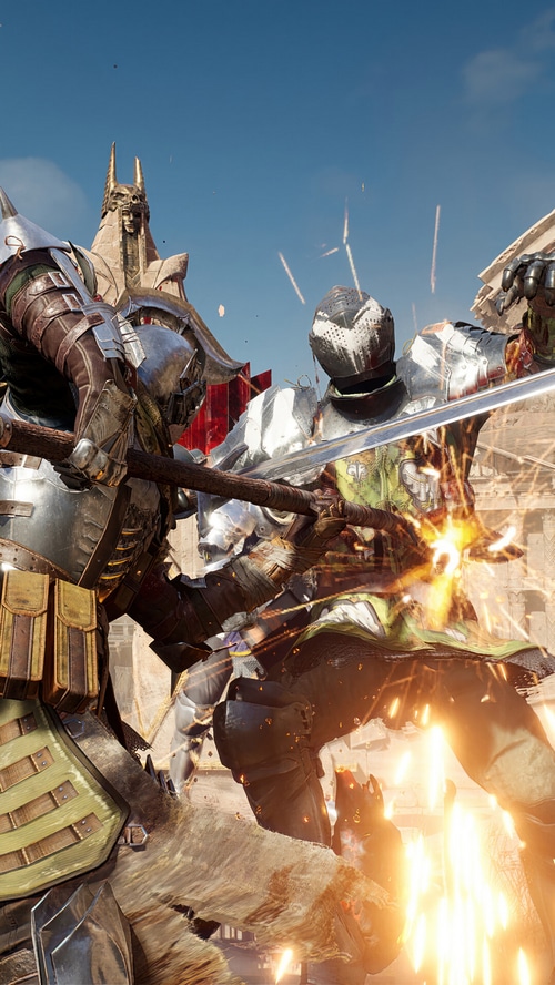 Warhaven game battle between two knights