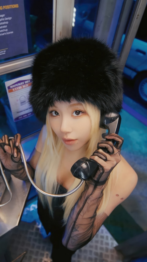 TWICE Chaeyoung with a vintage phone