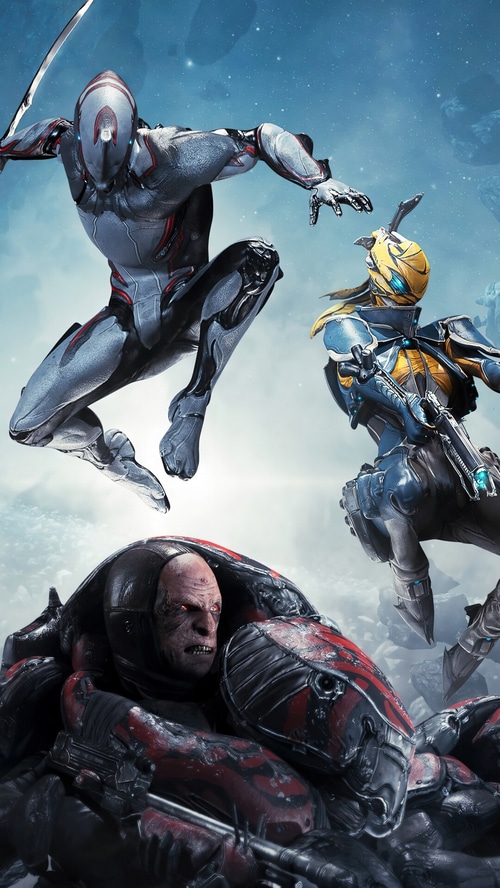 Warframe characters in combat