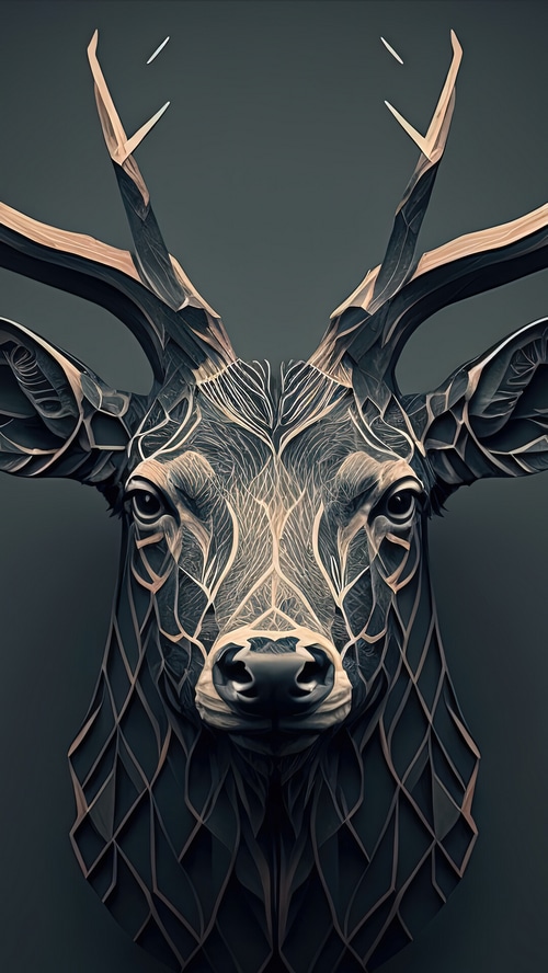 Abstract Deer Head with Intricate Patterns