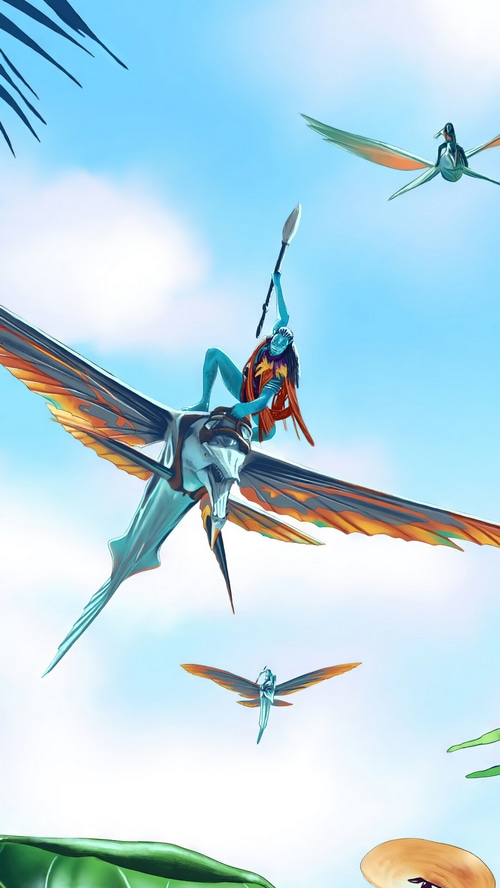 Avatar: The Way of Water Na'vi riding a banshee