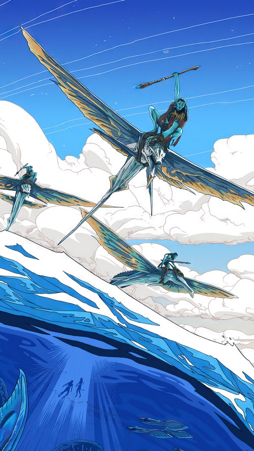 Avatar: The Way of Water - Na'vi riding Ikran