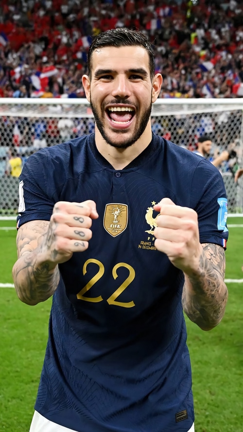 Theo Hernandez celebrates with France
