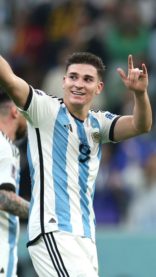 Julian Alvarez of Argentina celebrates a goal