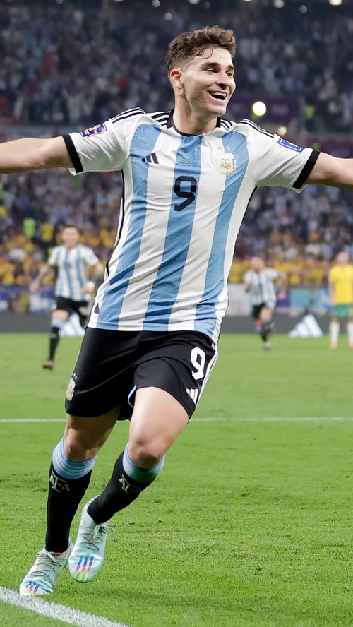 Julian Alvarez of Argentina celebrates a goal