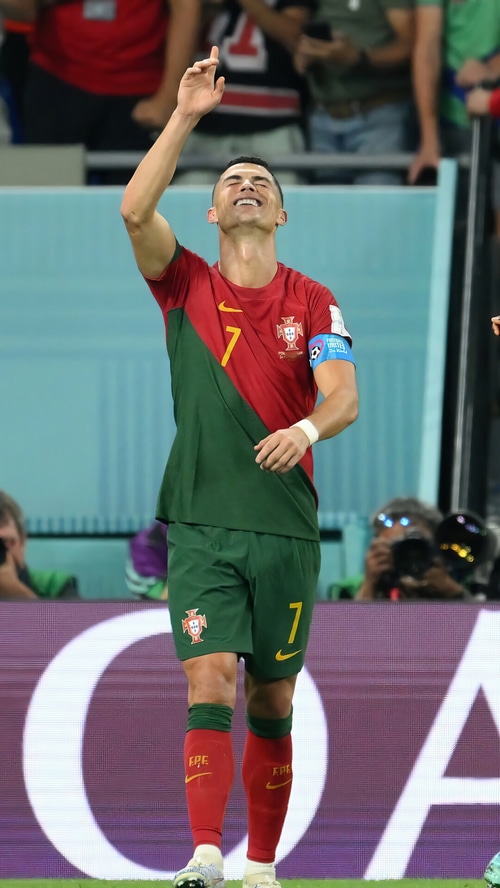 Cristiano Ronaldo celebrates during a FIFA World Cup match