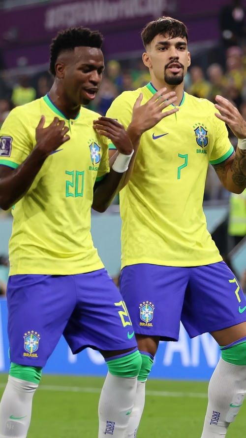 Brazil football players Vinicius Jr. and Lucas Paquetá