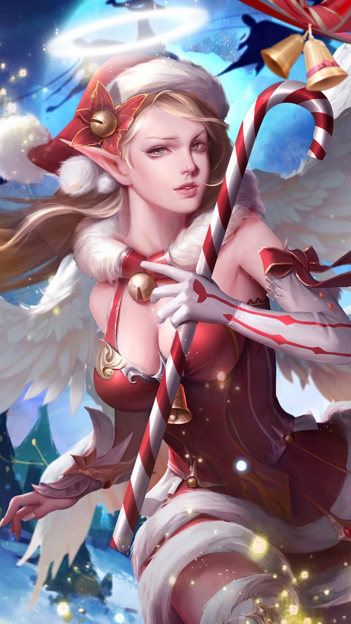 Christmas Elf Angel with Candy Cane