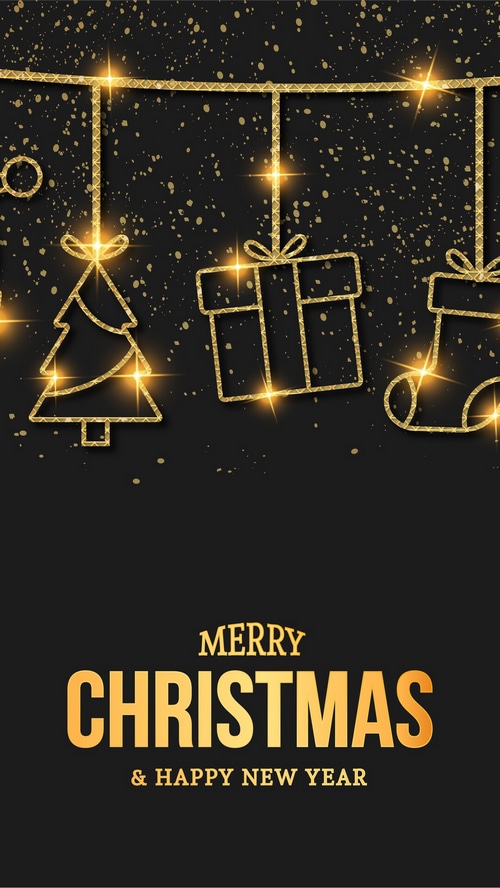 Merry Christmas and Happy New Year Golden Ornaments