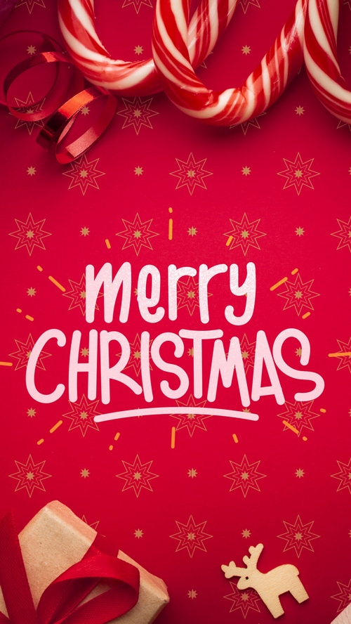 Merry Christmas with Candy Canes and Gift