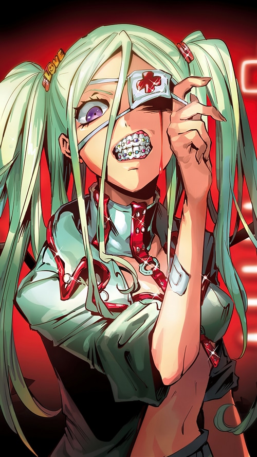 Anime girl with eyepatch and braces