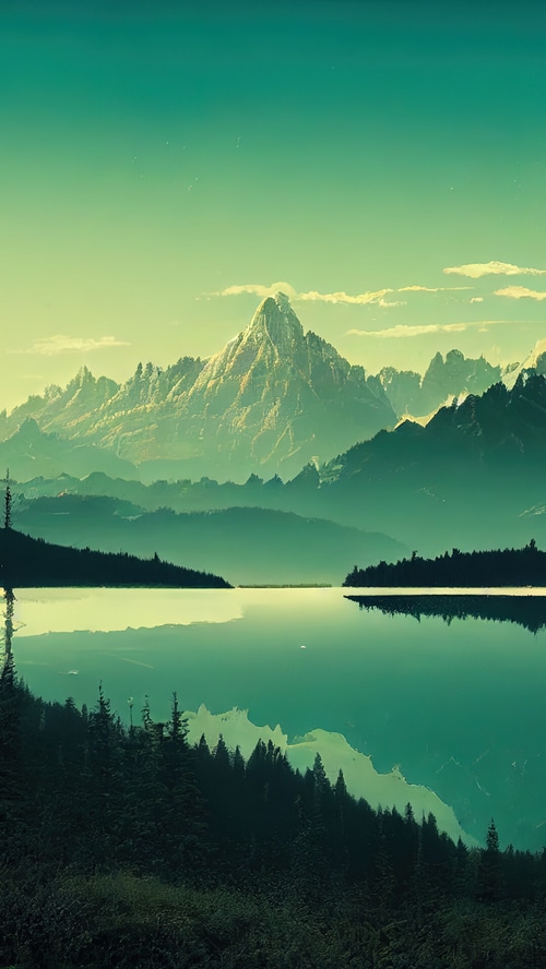 Mountain Range Reflected in a Calm Lake