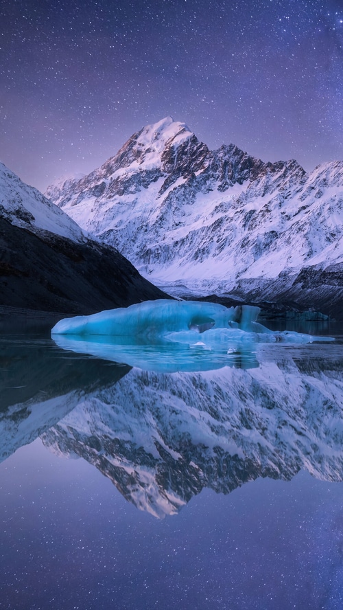 Mount Cook New Zealand Under a Starry Sky