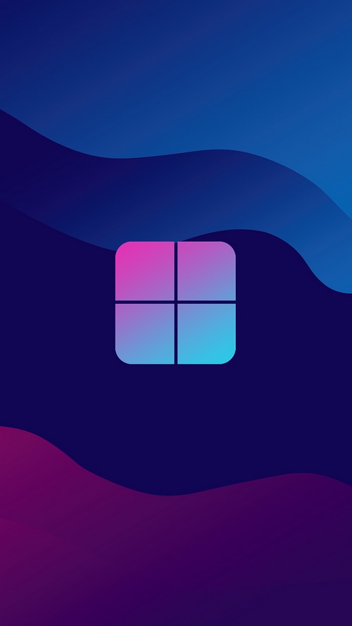 Windows 11 Logo on a Colorful Gradient Background