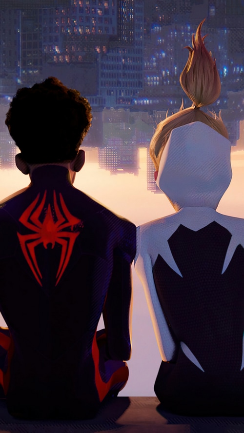 Miles Morales and Spider-Gwen in Spider-Man: Across the Spider-Verse