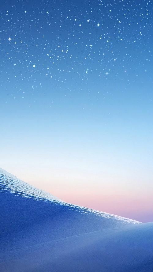 Samsung wallpaper with starry sky and snowy hills