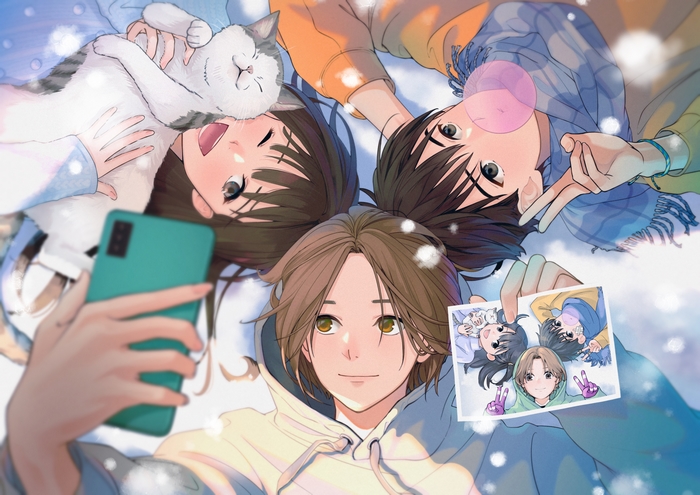Friends Taking a Selfie with a Cat