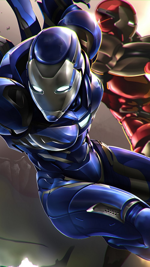 Iron Man and Rescue in battle