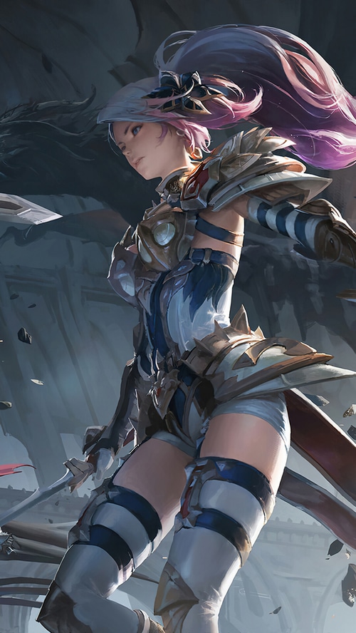 Fantasy Warrior with Pink and Purple Hair