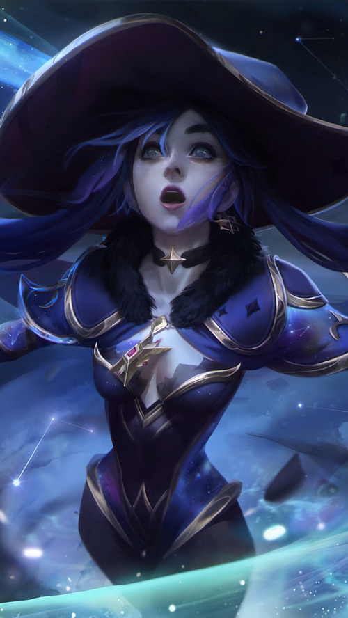 Mona from Genshin Impact in a starry outfit