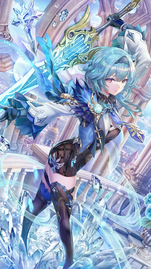 Eula from Genshin Impact holding a sword