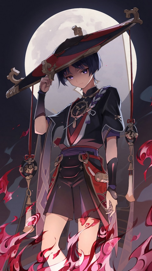 Genshin Impact Wanderer Scaramouche with Moon