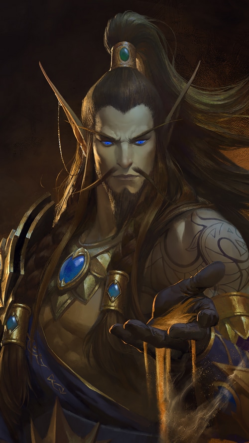 Nozdormu from World of Warcraft holding sand