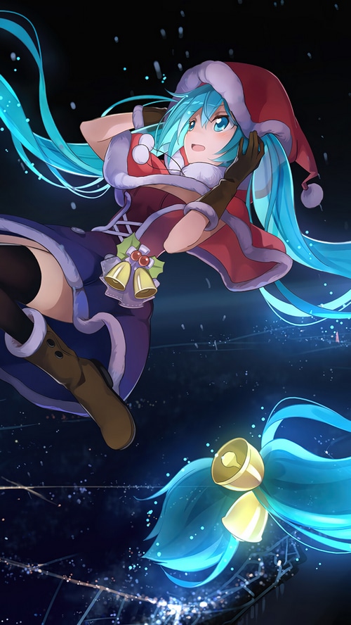 Christmas Hatsune Miku with Bells and Snow