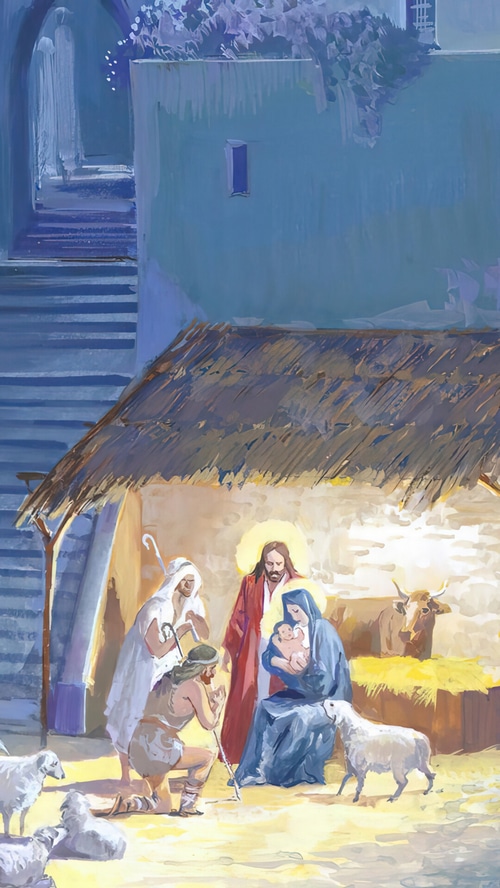 Nativity Scene with Shepherds and Animals