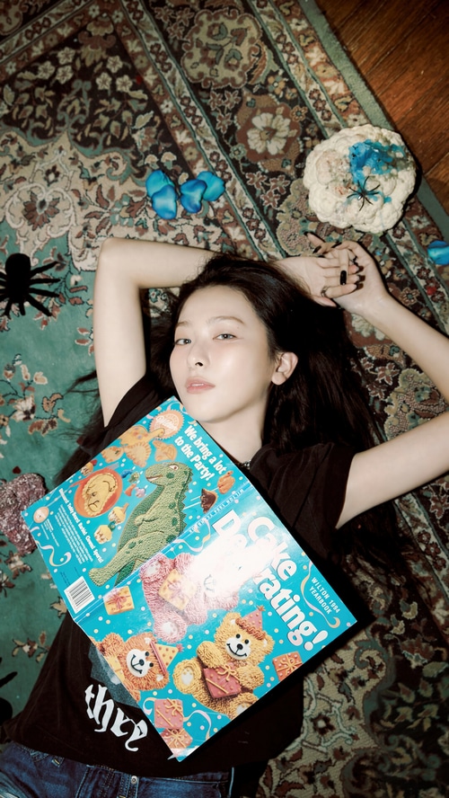 Seulgi holding a cake decorating book