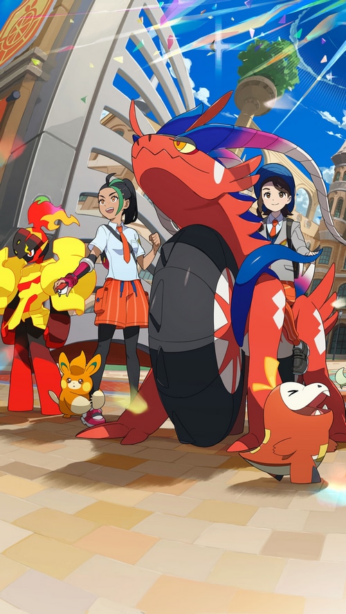 Pokemon Scarlet and Violet characters with Koraidon and other Pokemon