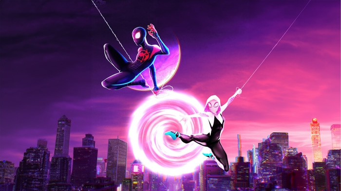 Spider-Man and Spider-Gwen in Spider-Verse