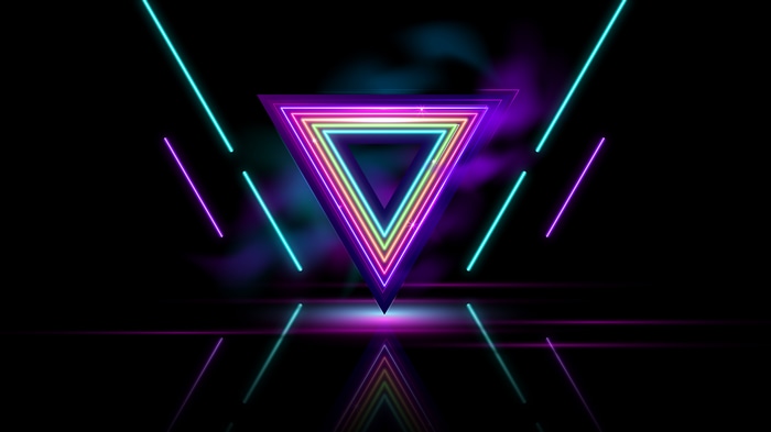 Abstract Neon Triangles Digital Art 4K
