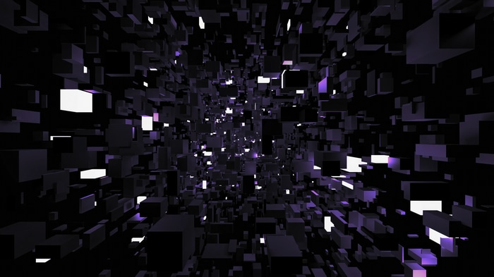 Abstract 3D digital art with purple and white lights