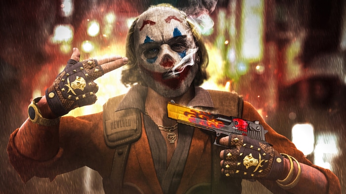 Joker from Counter-Strike: Global Offensive with a gun